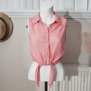 American Dream Sleeveless Lace Tie Waist Blouse- Small